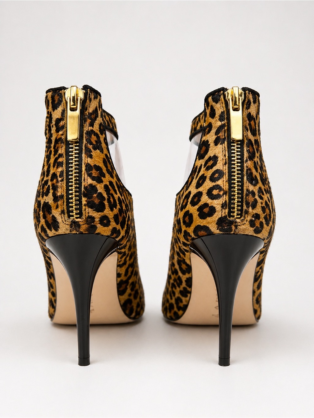 Renvy/ Anthro Leopard Calf Hair Booties Stiletto Peep Toe Luxe Statement Sz 10 - Picture 3 of 5